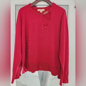 Michael Kors Red Sweater with Chain Accent